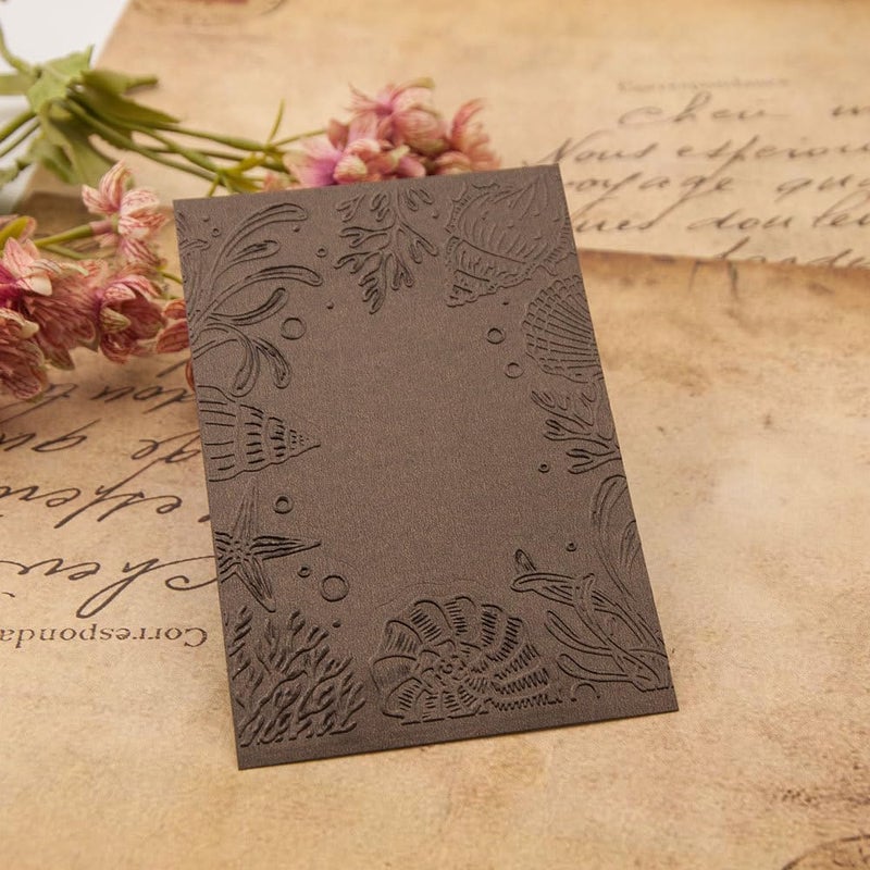 FUGUT 3-D Embossing Folder for Card Making - Plastic Textured Template for DIY Scrapbooking, Paper Crafting and Handmade Art Supplies (3D Marine Life Border 5.8 x 4.1 in) - Image 4